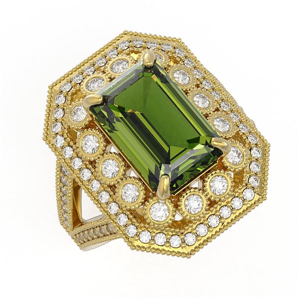 6.08 ctw Certified Tourmaline & Diamond Victorian Ring 14K Yellow Gold - REF-208H8R