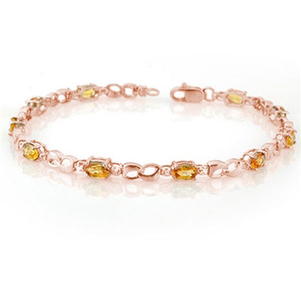 3.51 ctw Yellow Sapphire & Diamond Bracelet 14k Rose Gold - REF-38K3Y