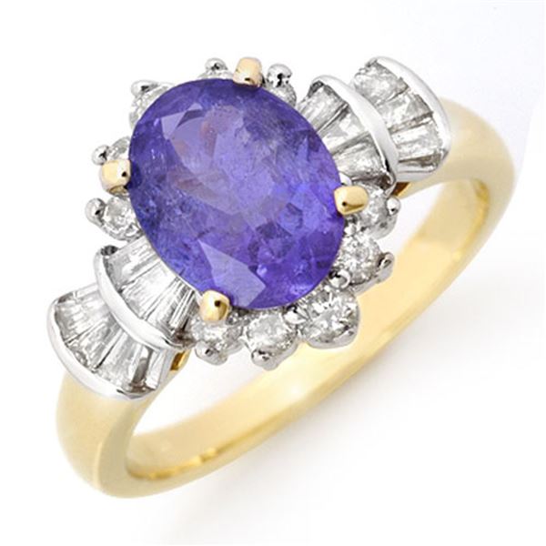 2.90 ctw Tanzanite & Diamond Ring 14k Yellow Gold - REF-114H5R