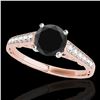 Image 1 : 1.35 ctw Certified VS Black Diamond Solitaire Ring 10k Rose Gold - REF-39F8M