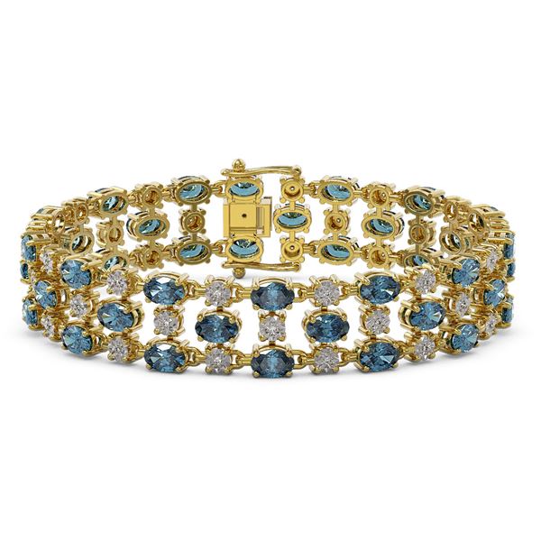 25.07 ctw London Topaz & Diamond Bracelet 10K Yellow Gold - REF-227Y3X