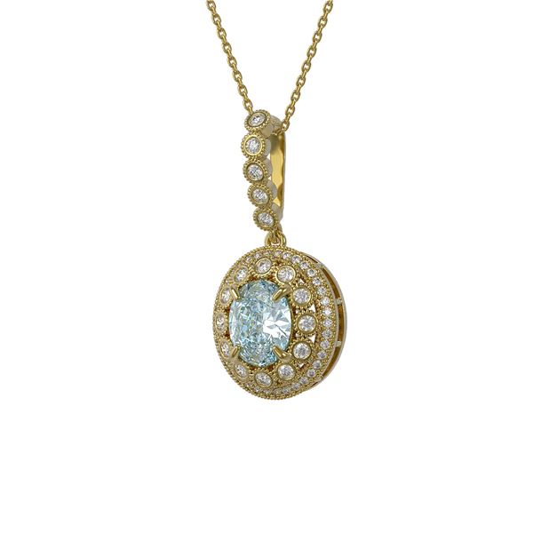 3.82 ctw Aquamarine & Diamond Victorian Necklace 14K Yellow Gold - REF-136A8N