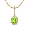 Image 1 : 2 ctw Peridot & Micro Pave VS/SI Diamond Necklace Halo 18k Yellow Gold - REF-52M8G