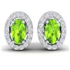 Image 1 : 0.75 ctw Peridot & Micro Pave VS/SI Diamond Earrings 18k White Gold - REF-25X9A