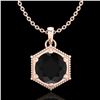 Image 1 : 0.82 ctw Fancy Black Diamond Art Deco Stud Necklace 18k Rose Gold - REF-42M3G