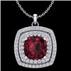 Image 1 : 2.27 ctw Garnet & Micro Pave VS/SI Diamond Necklace 18k White Gold - REF-49H2R