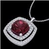 Image 2 : 2.27 ctw Garnet & Micro Pave VS/SI Diamond Necklace 18k White Gold - REF-49H2R