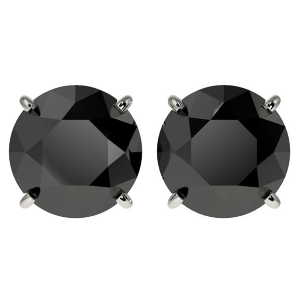 4 ctw Fancy Black Diamond Solitaire Stud Earrings 10k White Gold - REF-68A8N