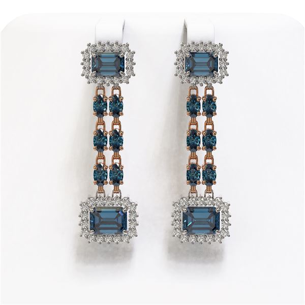11.24 ctw London Topaz & Diamond Earrings 14K Rose Gold - REF-196R4K