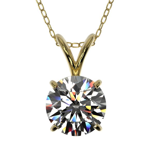 1 ctw Certified Quality Diamond Solitaire Necklace 10k Yellow Gold - REF-141R3K