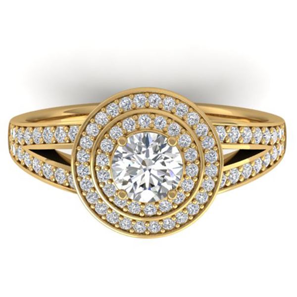 1.15 ctw Certified VS/SI Diamond Art Deco Halo Ring 14k Yellow Gold - REF-154R5K