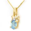Image 1 : 0.91 ctw Blue Topaz & Diamond Pendant 10k Yellow Gold - REF-6W8H