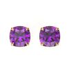 Image 1 : 4 ctw Cushion Cut Amethyst Designer Stud Earrings 18k Yellow Gold - REF-21N8F