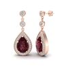 Image 2 : 4.50 ctw Garnet & Micro Pave VS/SI Diamond Earrings 14k Rose Gold - REF-47K9Y