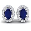 Image 1 : 1.02 ctw Sapphire & Micro Pave VS/SI Diamond Earrings 18k White Gold - REF-24R5K
