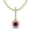 Image 2 : 1 ctw Garnet & Micro VS/SI Diamond Certified Necklace 18k Yellow Gold - REF-35F2M