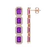 Image 2 : 10.73 ctw Amethyst & Diamond Micro Pave Halo Earrings 10k Rose Gold - REF-147W3H