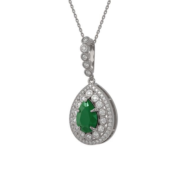 4.97 ctw Certified Emerald & Diamond Victorian Necklace 14K White Gold - REF-178A2N