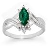 Image 1 : 0.57 ctw Emerald & Diamond Ring 10k White Gold - REF-11H2R