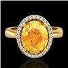 Image 1 : 2.50 ctw Citrine & Micro Pave VS/SI Diamond Ring 18k Yellow Gold - REF-38W8H