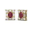 Image 2 : 3.83 ctw Ruby & Diamond Earrings 18K Yellow Gold - REF-178H2R