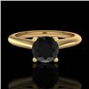 Image 2 : 0.83 ctw Fancy Black Diamond Engagment Art Deco Ring 18k Yellow Gold - REF-39F5M