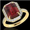 Image 2 : 6.03 ctw Garnet & Micro Pave VS/SI Diamond Ring 18k Yellow Gold - REF-48K3Y