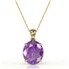 Image 2 : 9 ctw Amethyst Designer Solitaire Necklace 18k Yellow Gold - REF-34W3H