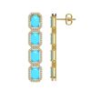 Image 2 : 11.13 ctw Turquoise & Diamond Micro Pave Halo Earrings 10k Yellow Gold - REF-145F6M