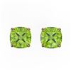 Image 1 : 4 ctw Cushion Cut Peridot Designer Stud Earrings 18k Yellow Gold - REF-32F2M