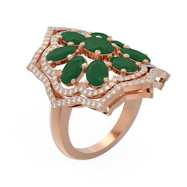 7.38 ctw Emerald & Diamond Ring 18K Rose Gold - REF-188R5K