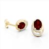 Image 2 : 2.50 Garnet & Micro Pave VS/SI Diamond Stud Earrings 10k Yellow Gold - REF-25H9R