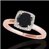 Image 1 : 1.15 ctw Certified VS Black Diamond Solitaire Halo Ring 10k Rose Gold - REF-32W8H