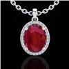 Image 2 : 3 ctw Ruby & Micro Pave VS/SI Diamond Necklace 18k White Gold - REF-45R9K
