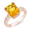 Image 1 : 4.25 ctw Citrine & Diamond Ring 10k Rose Gold - REF-25F9M