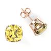 Image 2 : 12 ctw Cushion Cut Citrine Designer Stud Earrings 14k Rose Gold - REF-26X8A