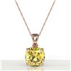 Image 2 : 6 ctw Cushion Cut Citrine Designer Solitaire Necklace 14k Rose Gold - REF-28M3G