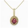 Image 2 : 8.66 ctw Certified Ruby & Diamond Victorian Necklace 14K Yellow Gold - REF-176G4W