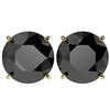 Image 1 : 5.15 ctw Fancy Black Diamond Solitaire Stud Earrings 10k Yellow Gold - REF-82K2Y