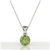 Image 2 : 2 ctw Green Tourmaline Designer Solitaire Necklace 18k White Gold - REF-34A3N
