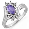 Image 1 : 1.0 ctw Tanzanite & Diamond Ring 18k White Gold - REF-36N6F