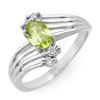 Image 1 : 0.55 ctw Peridot & Diamond Ring 18k White Gold - REF-30G3W