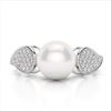 Image 1 : 0.27 ctw Micro Pave VS/SI Diamond & Pearl Designer Ring 18k White Gold - REF-38A2N