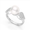 Image 2 : 0.27 ctw Micro Pave VS/SI Diamond & Pearl Designer Ring 18k White Gold - REF-38A2N