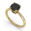 Image 2 : 3.0 ctw Cushion Black Diamond Engagment Designer Ring 18k Yellow Gold - REF-73R5K