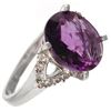 Image 2 : 3.70 ctw Amethyst & Diamond Ring 14k White Gold - REF-39K2Y