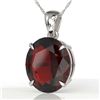 Image 1 : 9 ctw Garnet Designer Solitaire Necklace 18k White Gold - REF-35X2A
