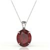 Image 2 : 9 ctw Garnet Designer Solitaire Necklace 18k White Gold - REF-35X2A
