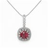 Image 2 : 6.58 ctw Certified Ruby & Diamond Victorian Necklace 14K White Gold - REF-209N3F