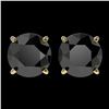 Image 1 : 2.50 ctw Fancy Black Diamond Solitaire Stud Earrings 10k Yellow Gold - REF-42N2F